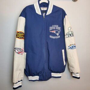 New England Patriots NFL Super Bowl Full Zip Blue Jacket Size XL